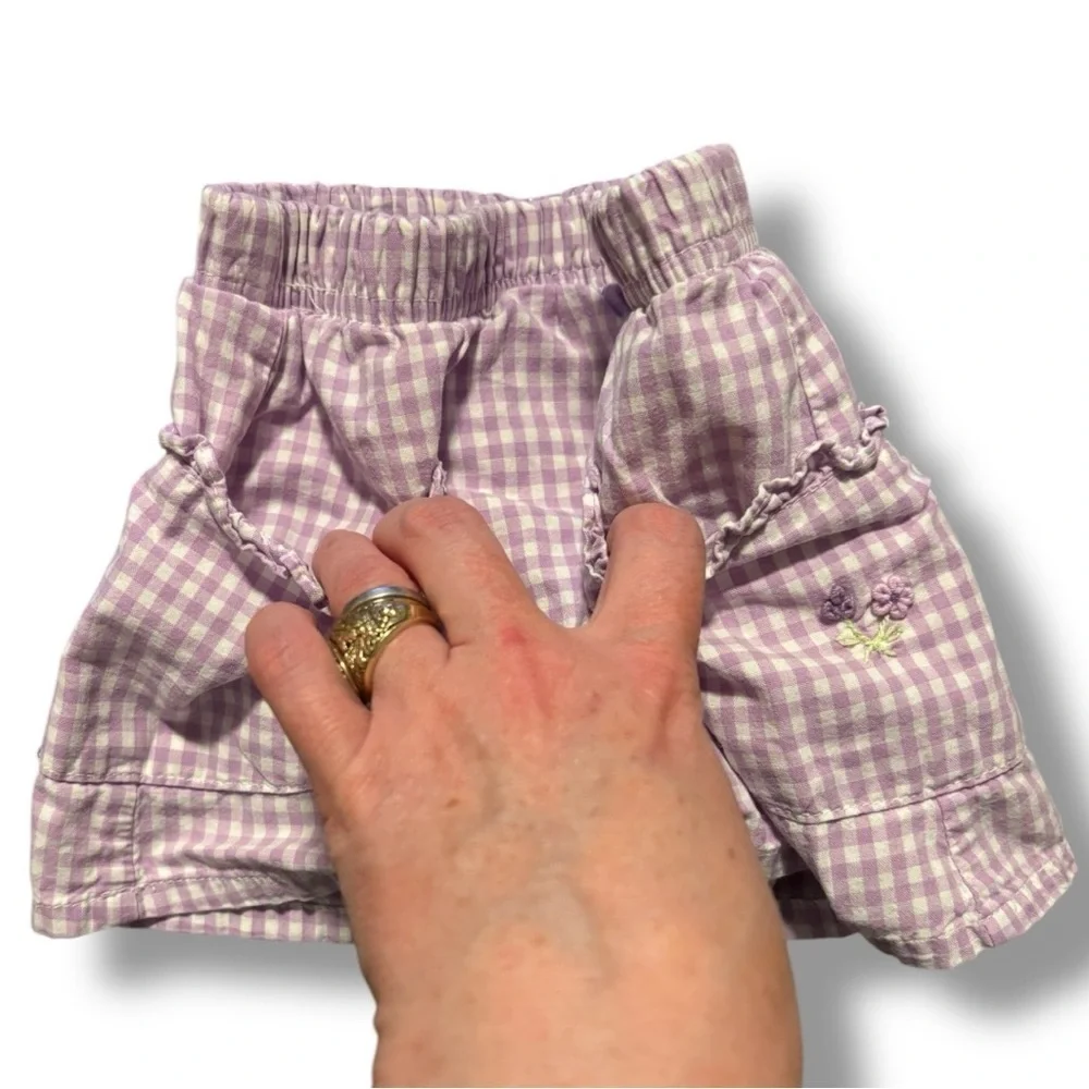 Oshkosh Baby 12 mo Purple & White Gingham Skirt w bloomers. Exclnt Cndtn